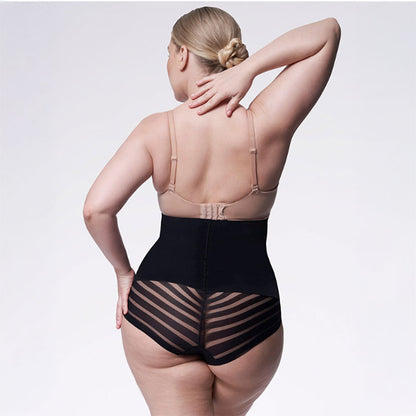 Koriģējošās Biksītes Sievietēm ar Augsto Malu un sietiņauduma dizainu Dizainu, melnas, uz balta fona