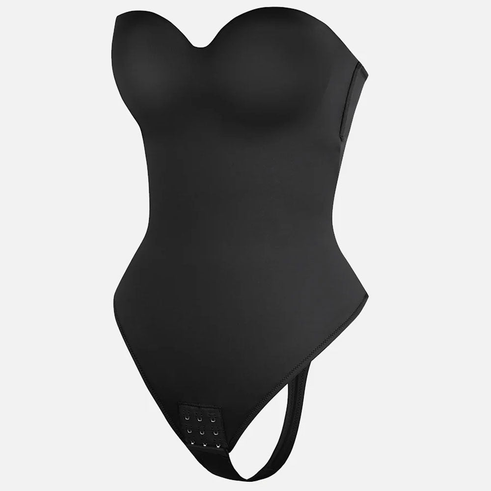 shapewear, melns bezvīļu bodijs ar koriģējošu efektu, ar noņemamām lencītēm, produkta foto
