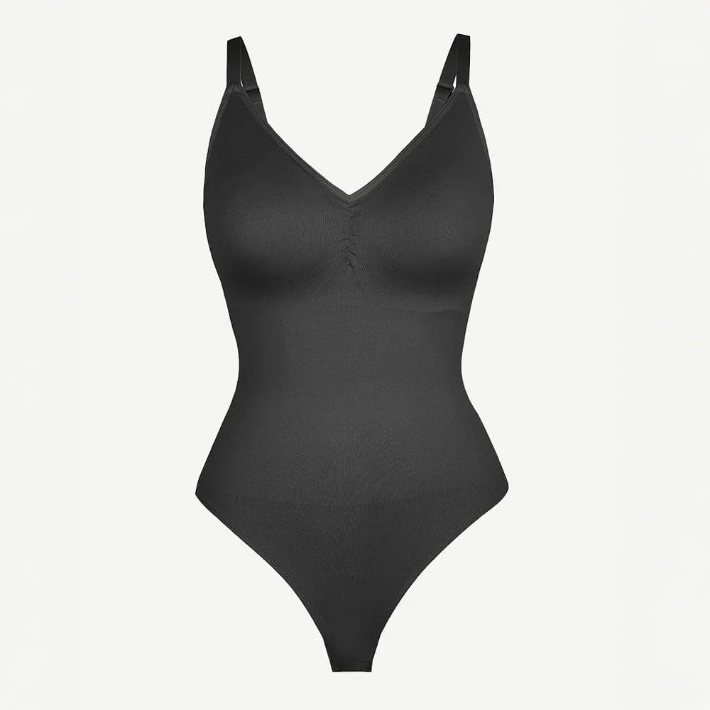 melns bezvīļu bodijs ar iestrādātu krūšturi, produkta foto