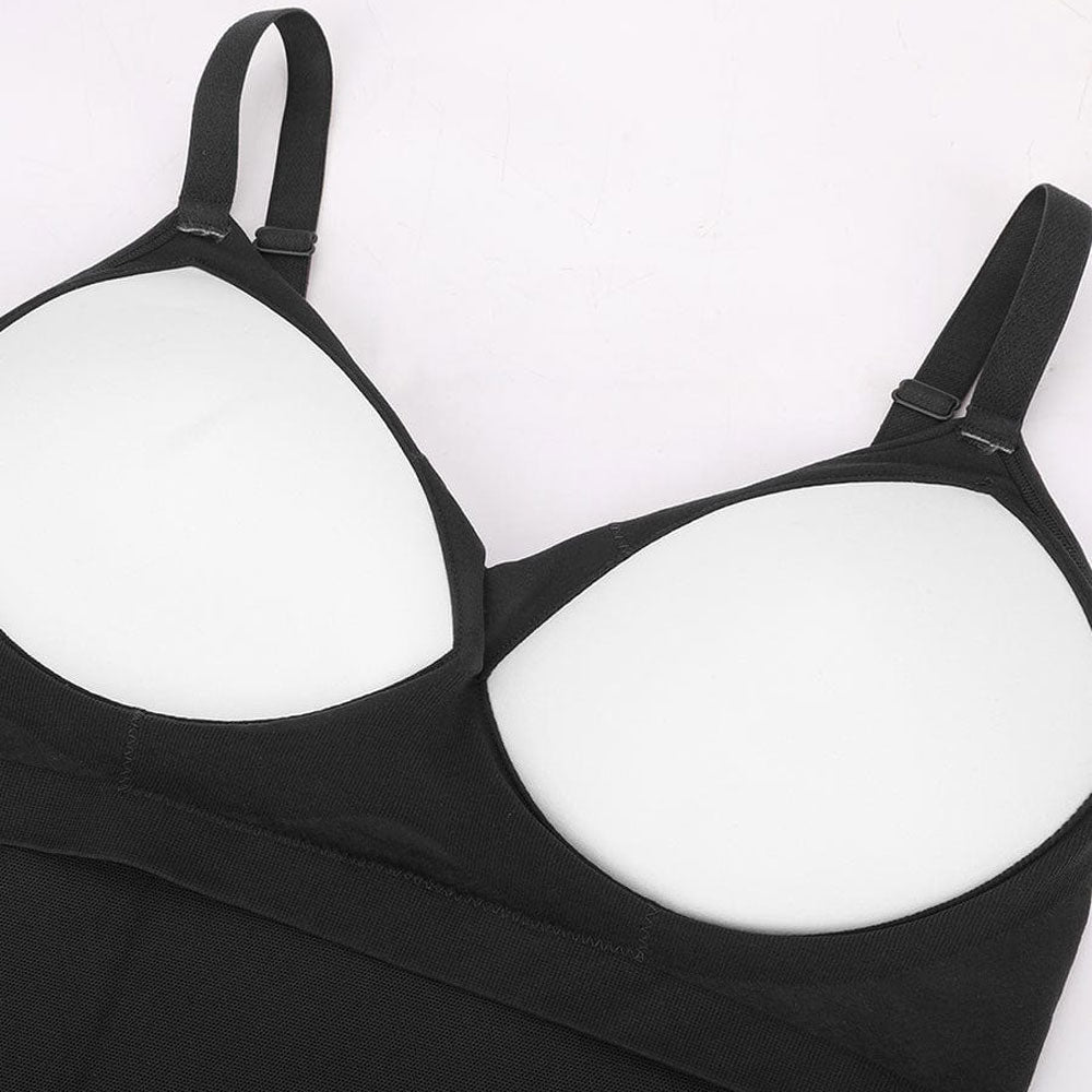 melns bezvīļu bodijs ar iestrādātu krūšturi, polsteri