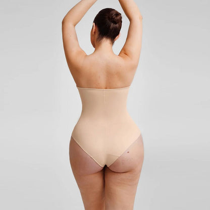 Premium Bodijs ar Noņemamām Lencītēm un Klasisko Piegriezumu - Bella - ElorélleBēšsShapewear