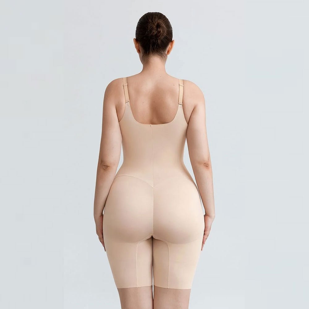 Liquid LYCRA™ V-veida Izgriezuma Viegli Koriģējošs Bodijs ar Šotyu Daļu - ElorélleBēšsShapewear