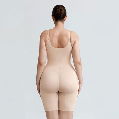 Liquid LYCRA™ V-veida Izgriezuma Viegli Koriģējošs Bodijs ar Šotyu Daļu - ElorélleBēšsShapewear