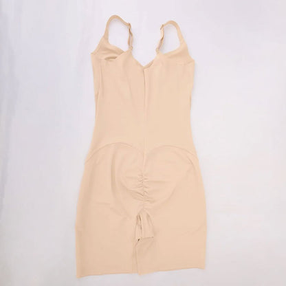 Liquid LYCRA™ V-veida Izgriezuma Viegli Koriģējošs Bodijs ar Šotyu Daļu - ElorélleBēšsShapewear