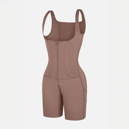 Sieviešu koriģējošš bodijs ar krūšu atbalstu un elpojošu audumu – piemērots pēcoperācijas atveseļošanai.