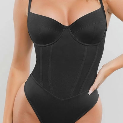Corset-Style Shaping Bodysuit with Built-In Bra and Thong Cut